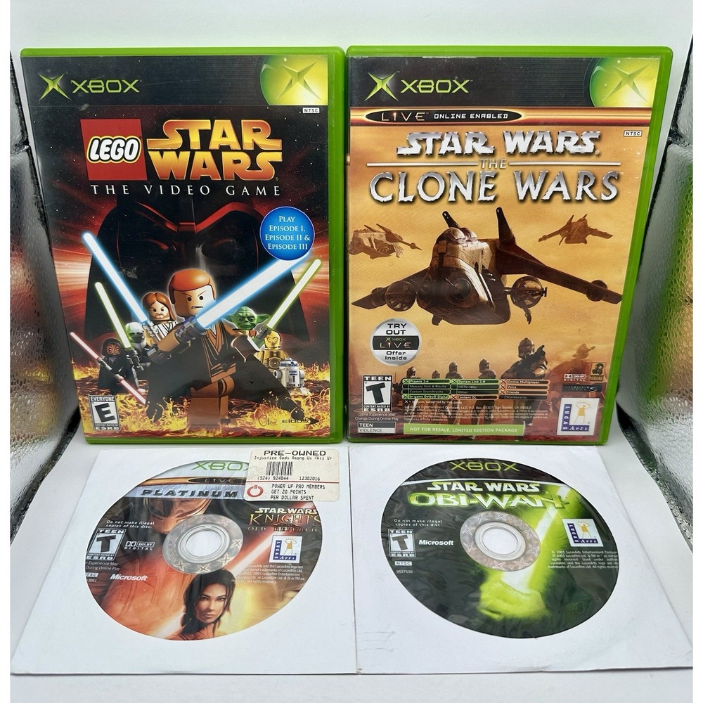 STAR WARS XBOX Games Lot Bundle Obi-Wan Knights Of The Old Republic Lego Clone